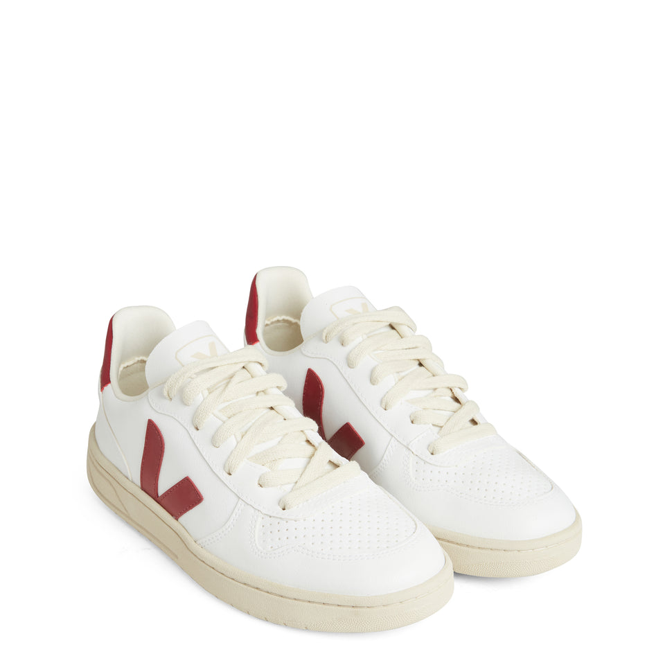 Sneakers ''Chromefree'' in pelle bianca e rossa