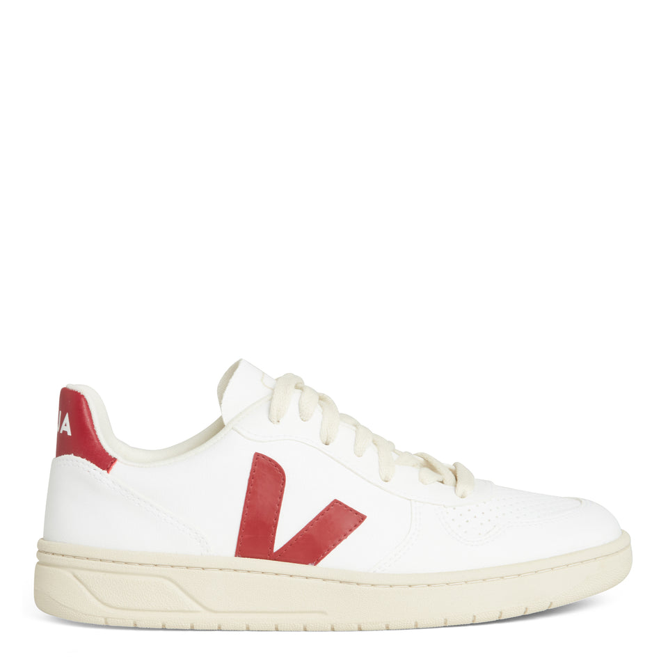 ''Chromefree'' sneakers in white and red leather