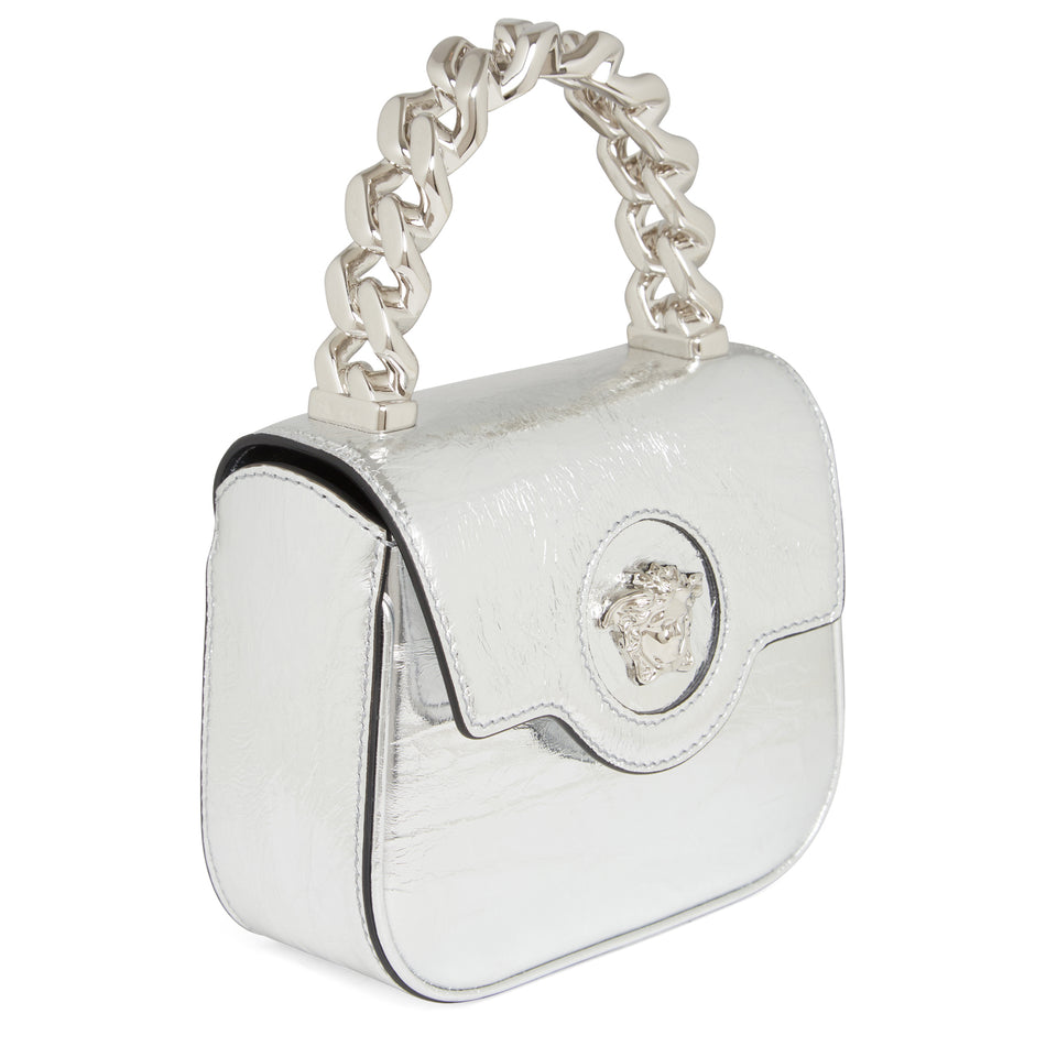 Mini ''La Medusa'' bag in silver leather
