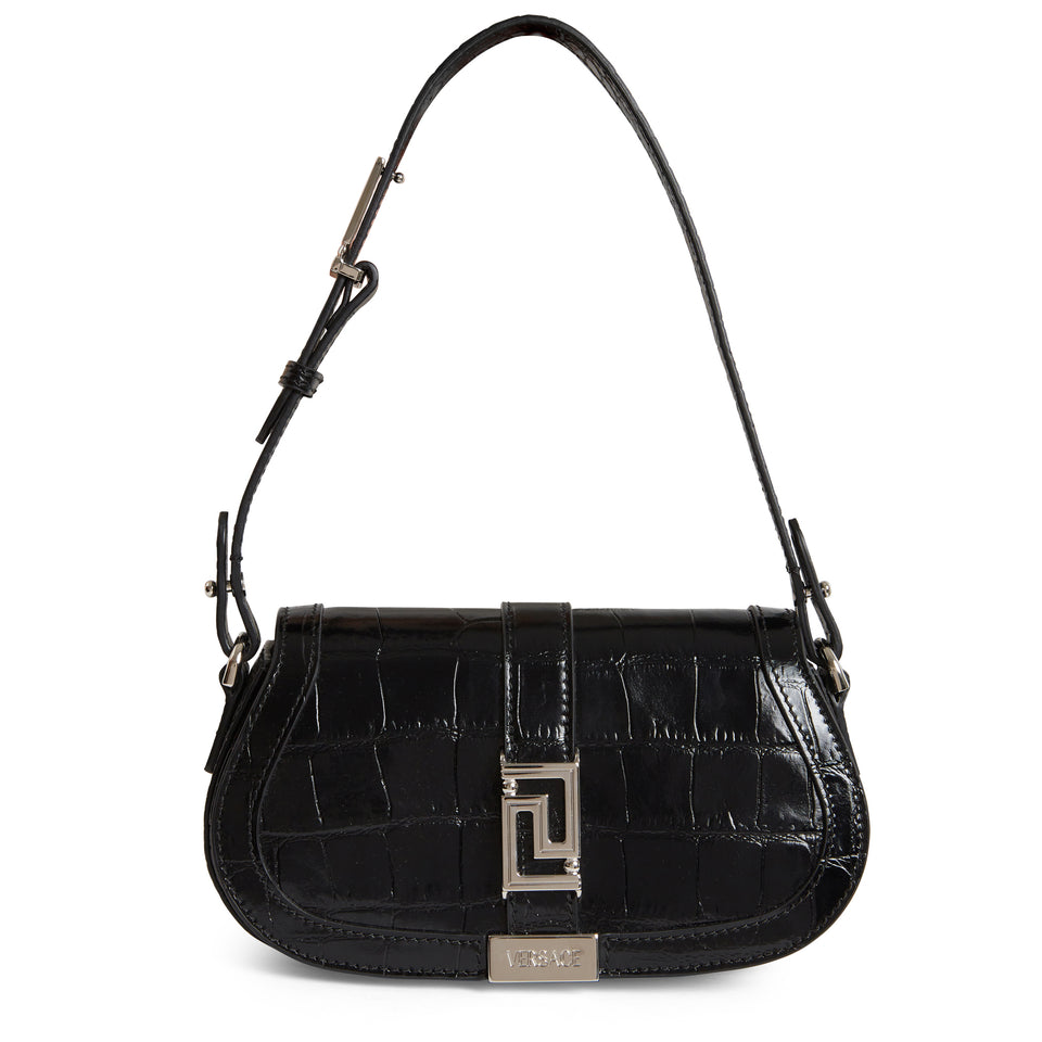 ''Greca Goddess'' shoulder bag in black leather