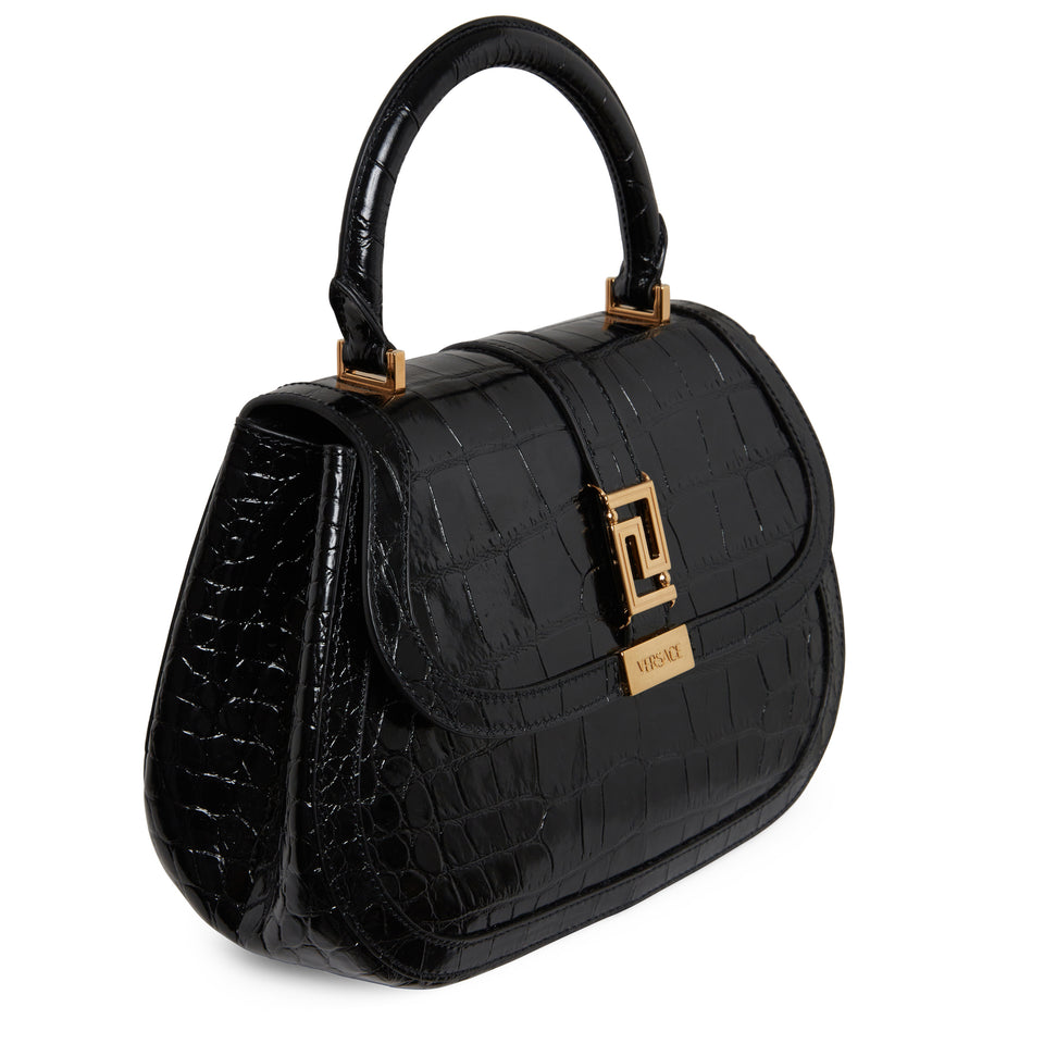 ''Greca Goddess'' handbag in black leather