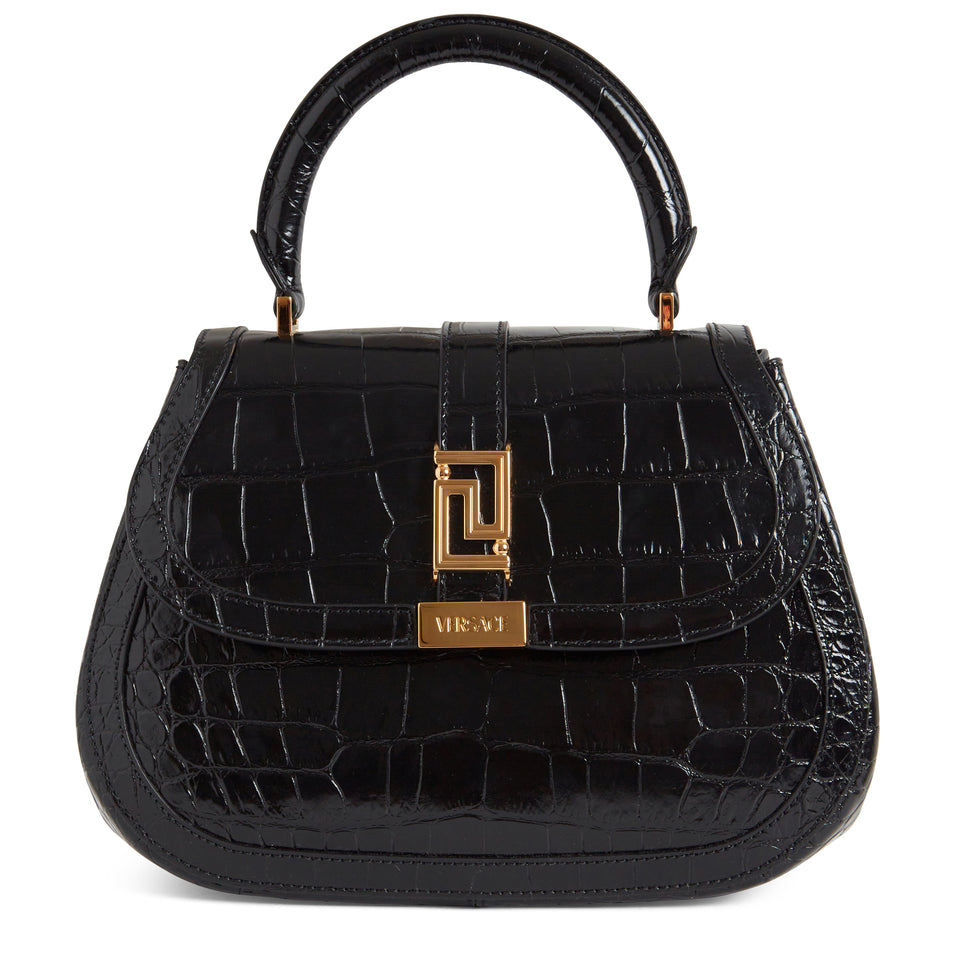 ''Greca Goddess'' handbag in black leather