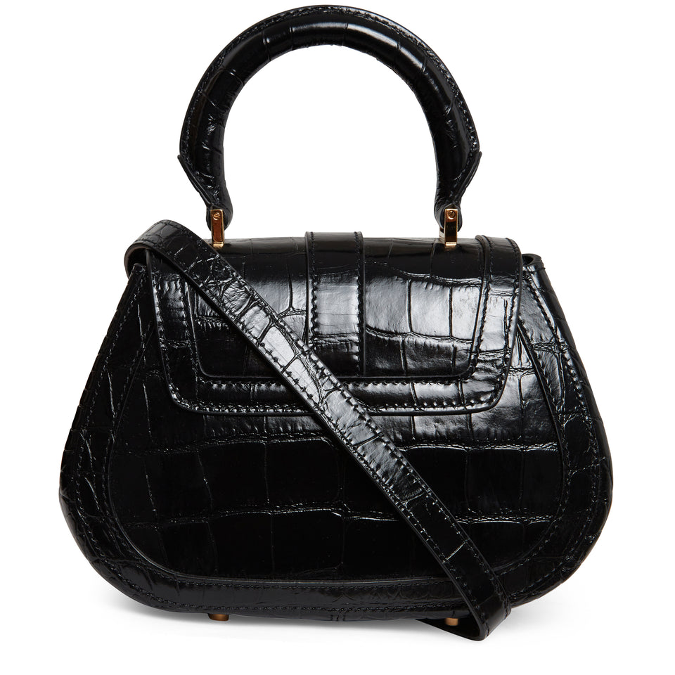 Mini ''Greca Goddess'' handbag in black leather