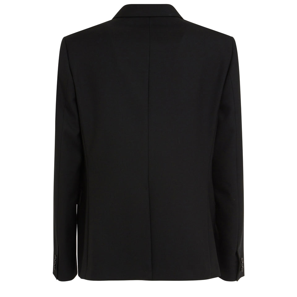 Double-breasted black wool jacket