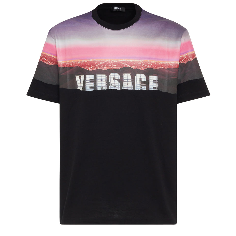''Versace Hills'' T-shirt in black cotton