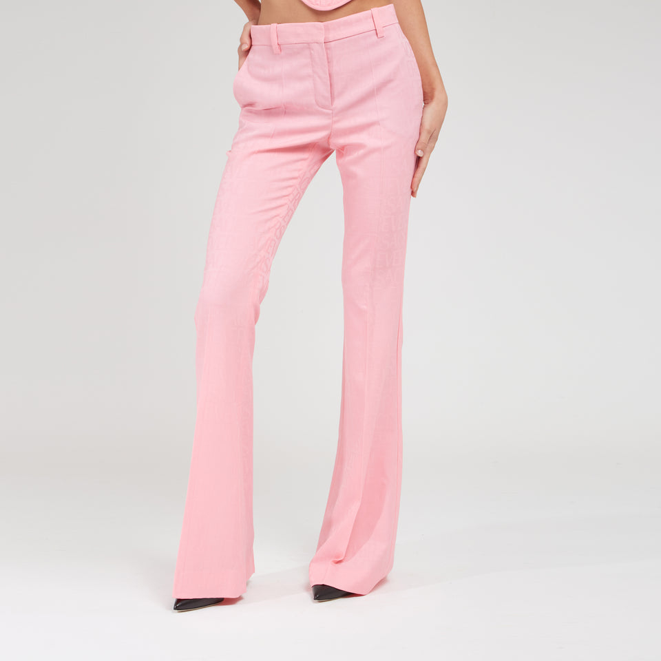 Pantalone sartoriale in lana rosa