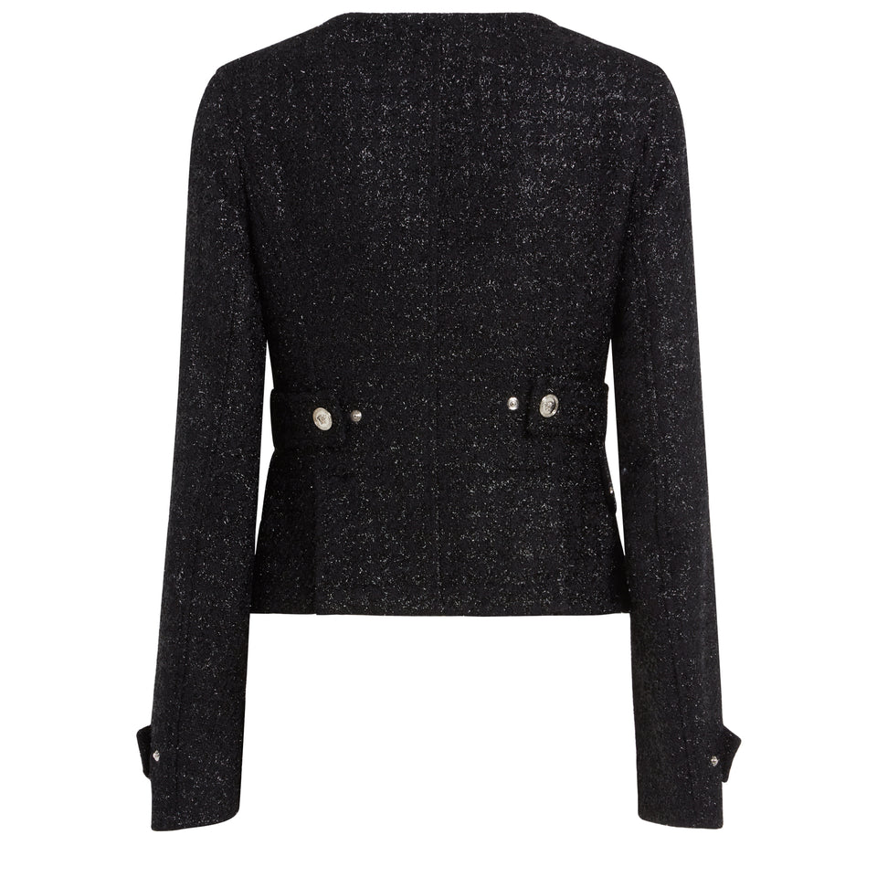 Black tweed single-breasted jacket