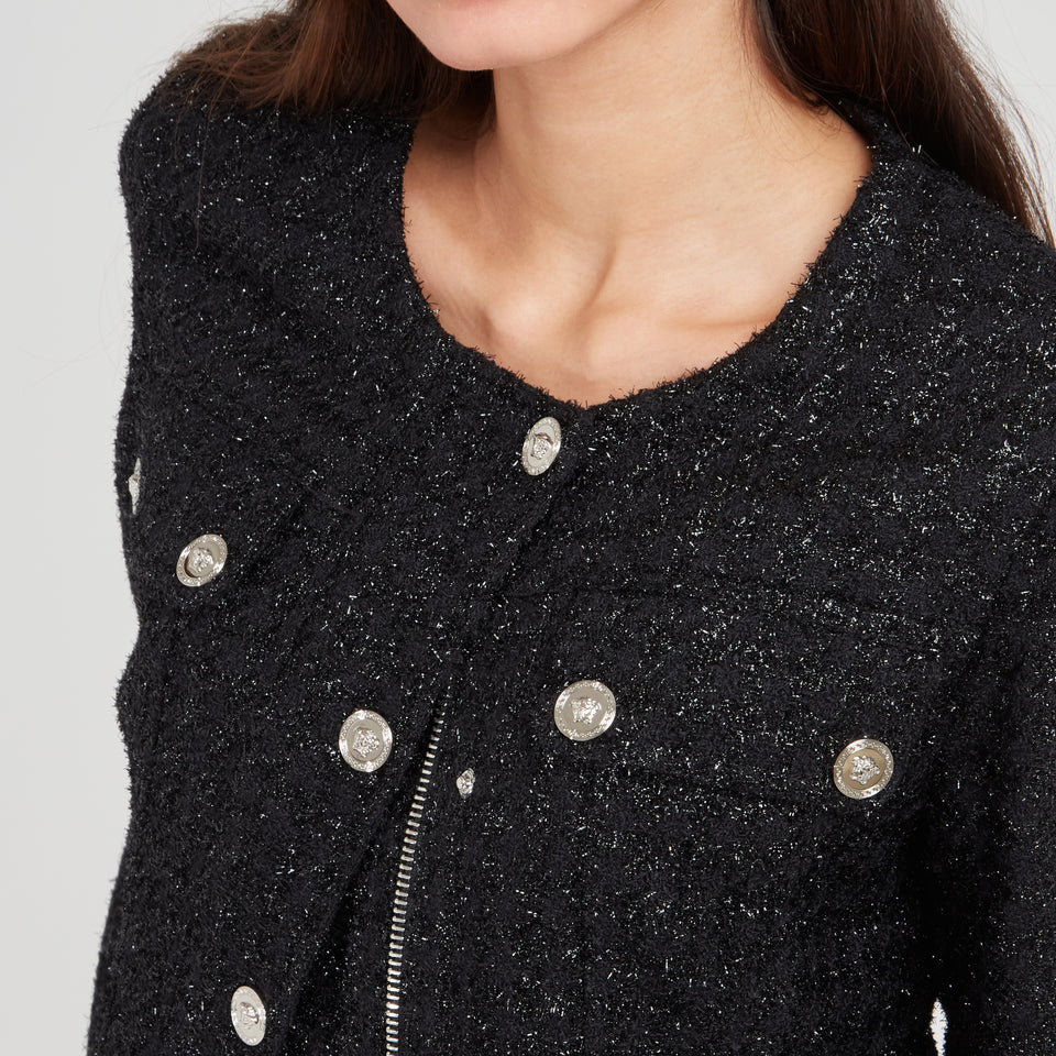 Black tweed single-breasted jacket