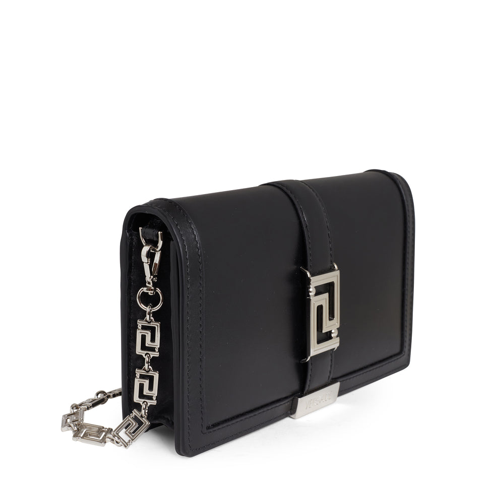 Mini ''Greca Goddess'' bag in black leather