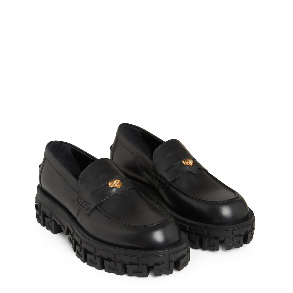 Black leather moccasin