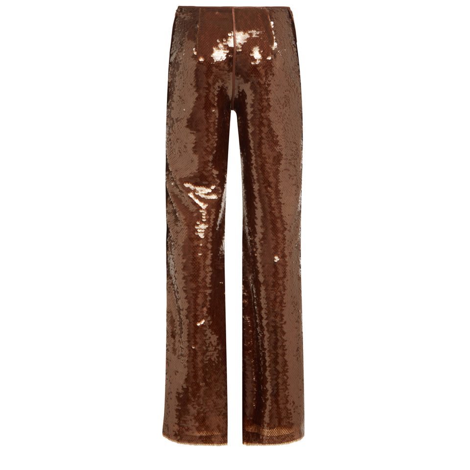 Brown sequin trousers