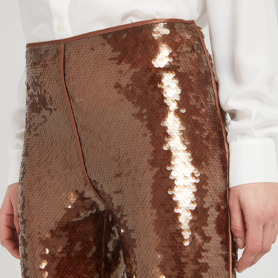 Brown sequin trousers