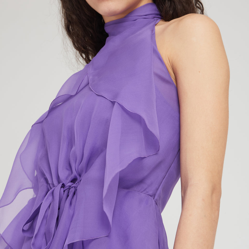 Purple silk mini dress