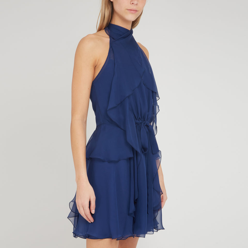 Blue silk mini dress