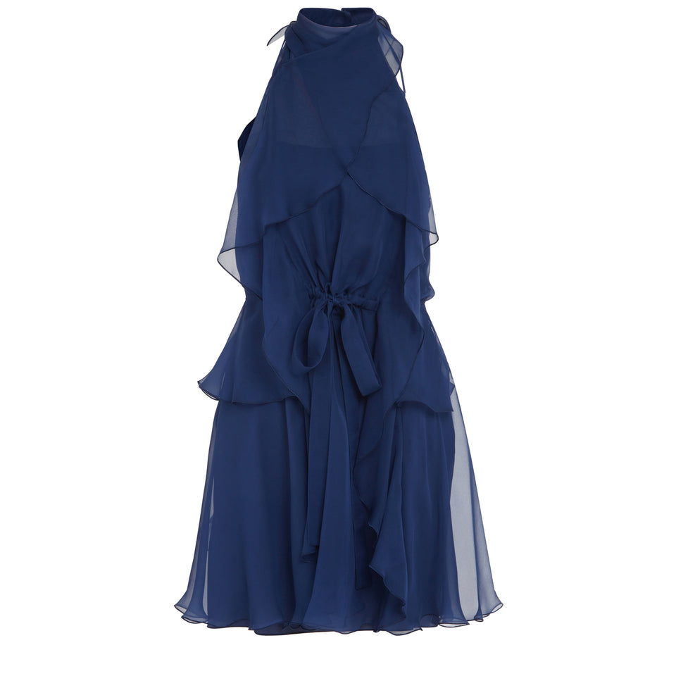 Blue silk mini dress
