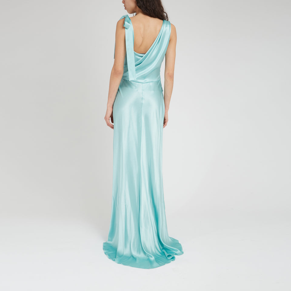 Long dress in light blue fabric