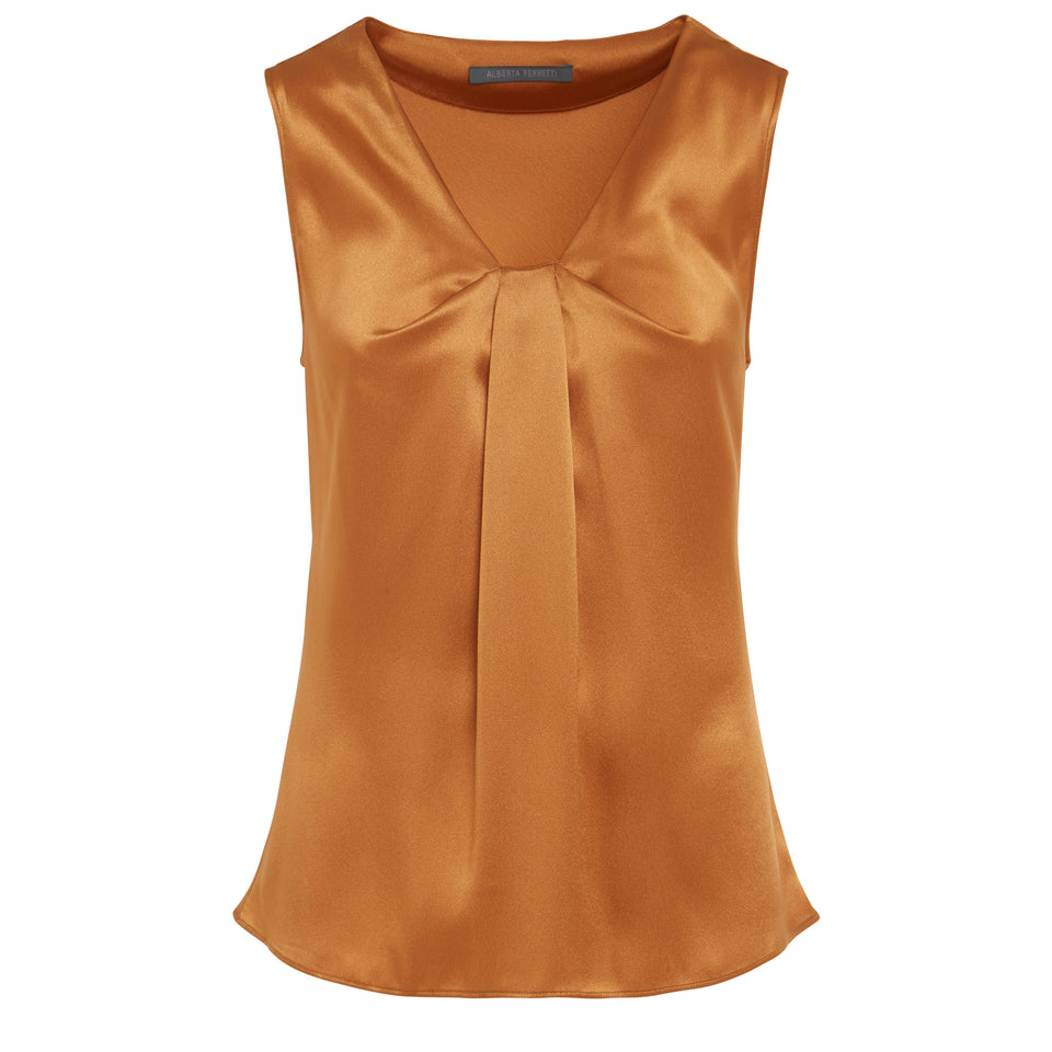 Sleeveless top in copper fabric
