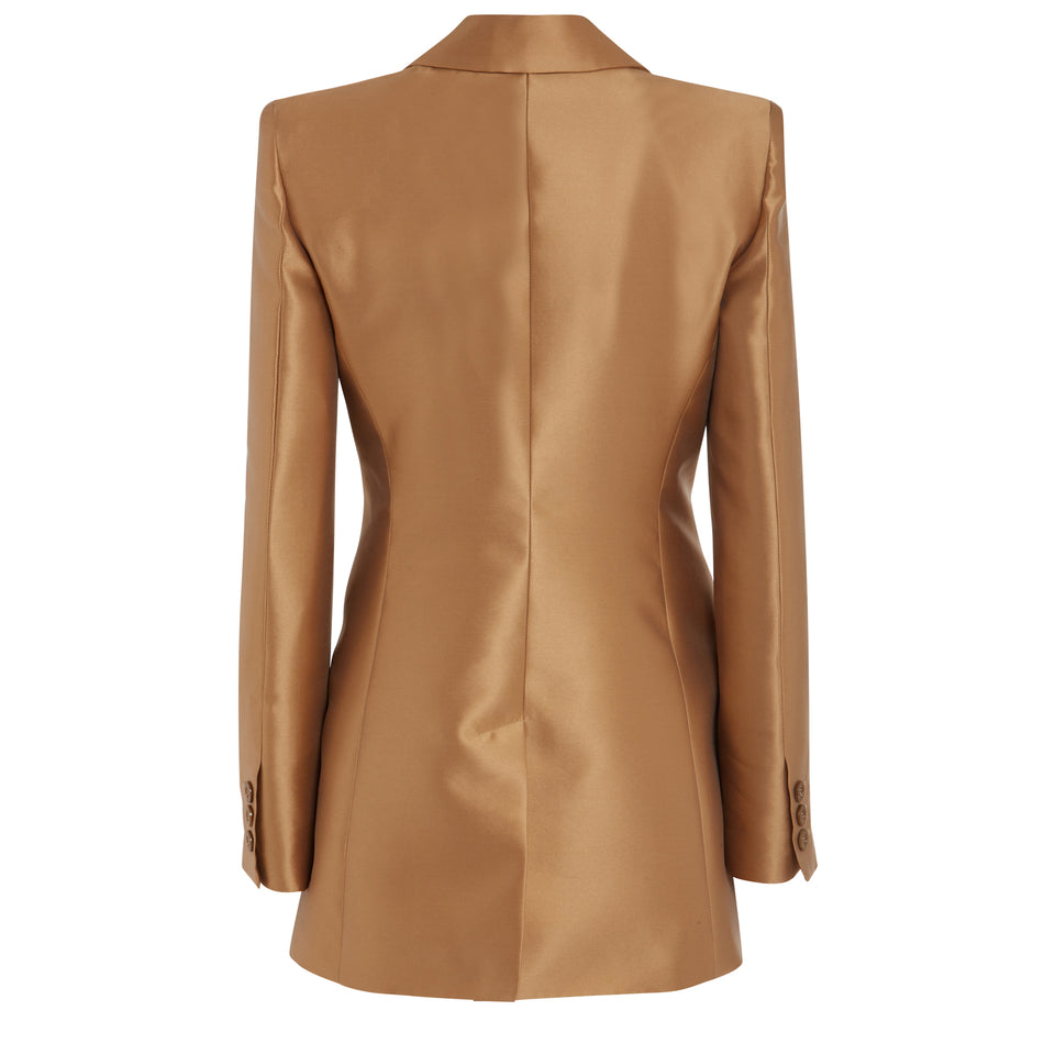 Single-breasted jacket in bronze fabric