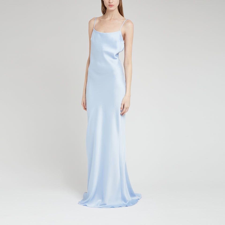 Long "Ninfea" dress in light blue fabric