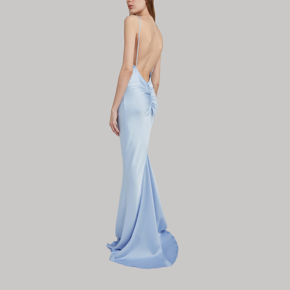 Long "Ninfea" dress in light blue fabric