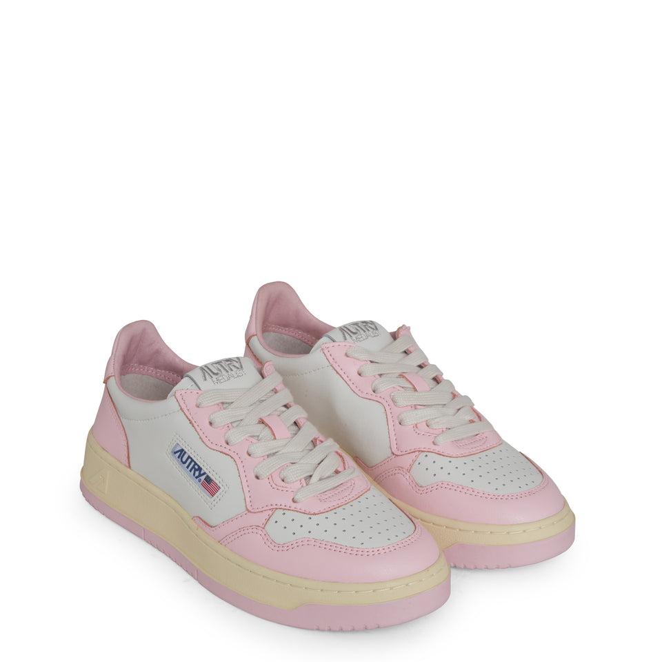 ''Medalist Low'' sneakers in white and pink leather