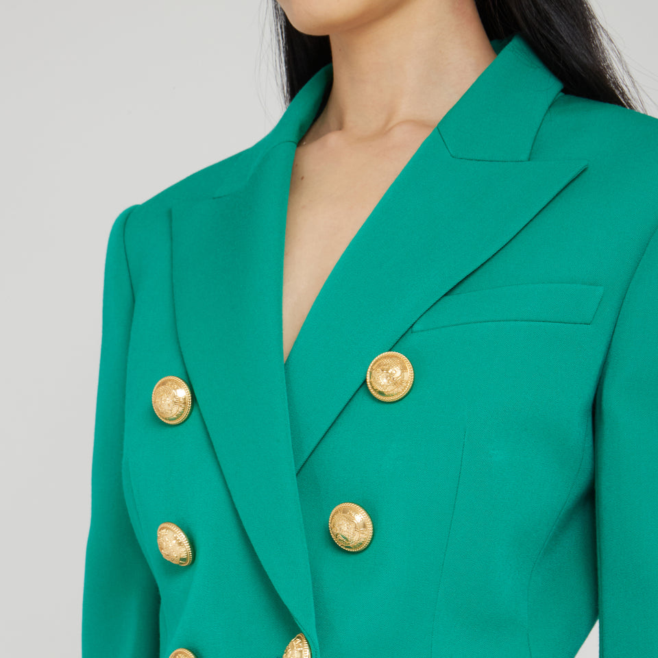 Double-breasted blazer in green fabric