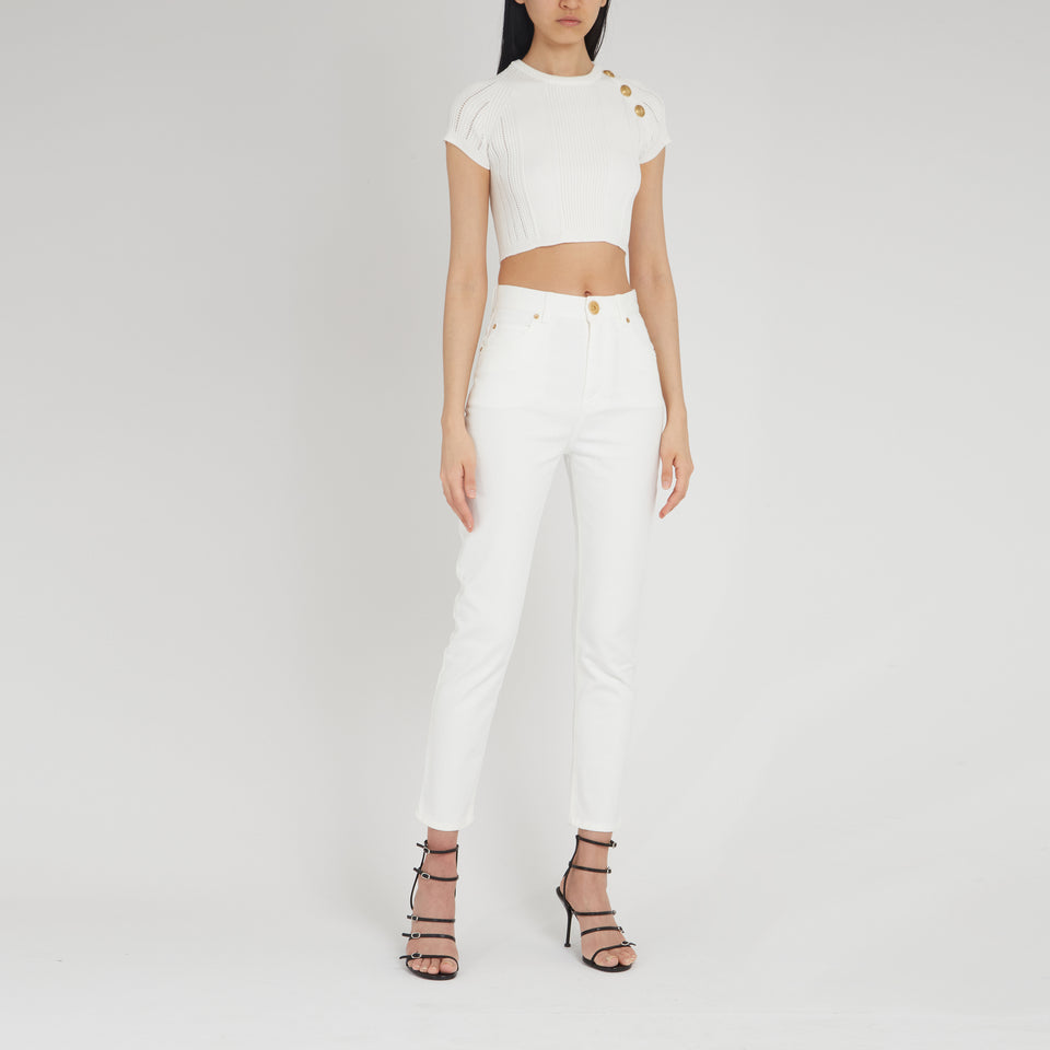White knitted crop top