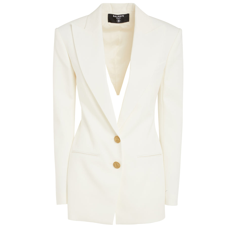 Single-breasted jacket in white crepe