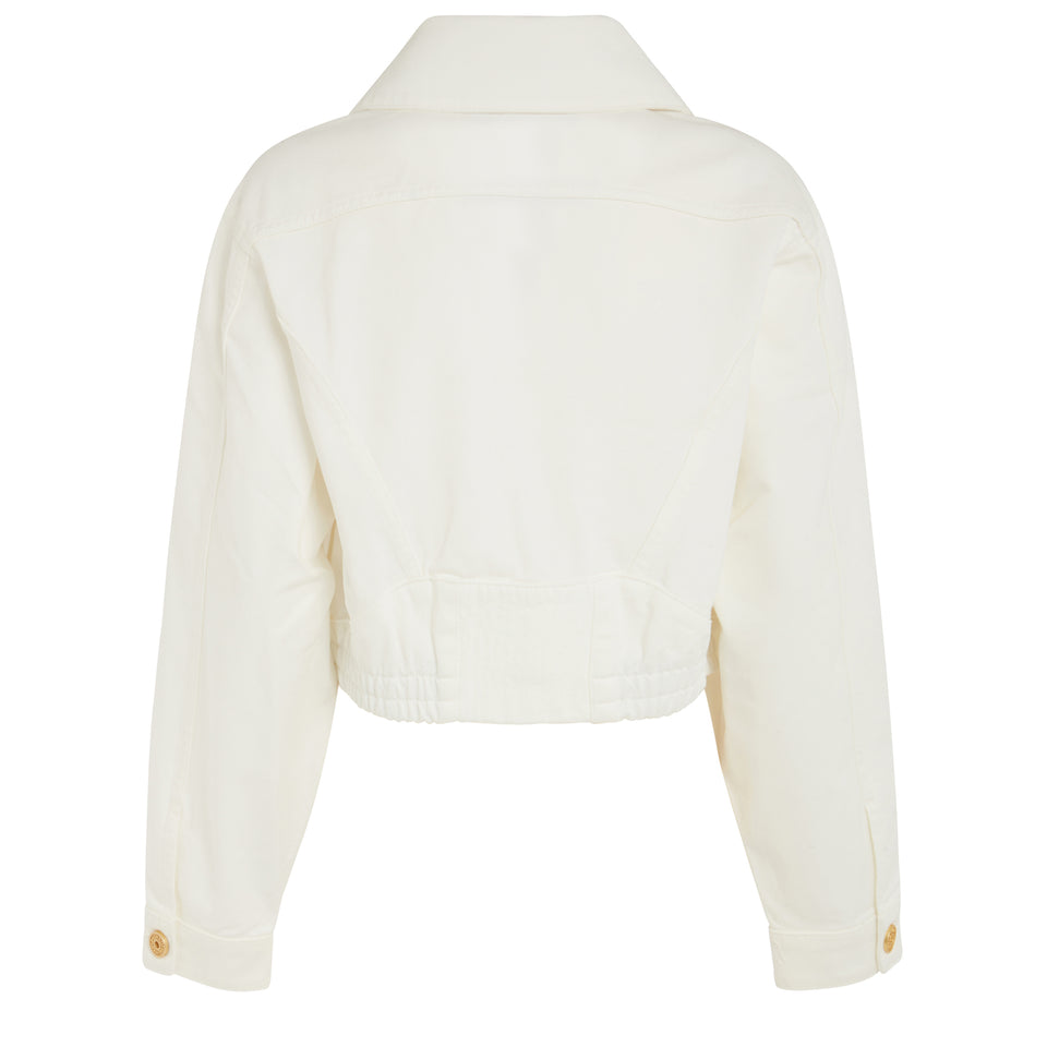 White denim cropped jacket