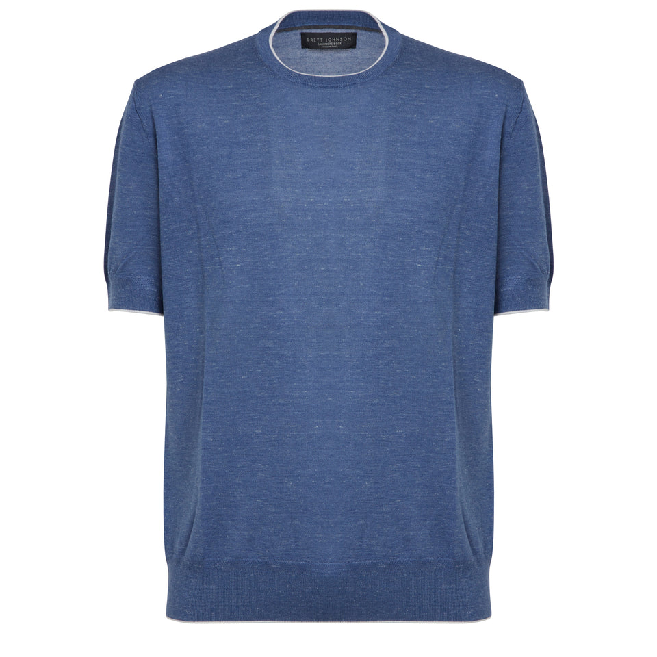 Blue wool and silk T-shirt
