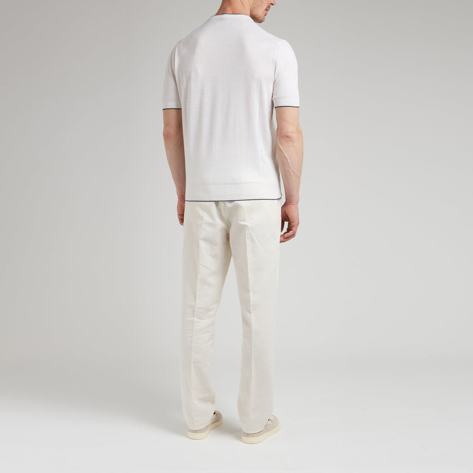White wool and silk T-shirt