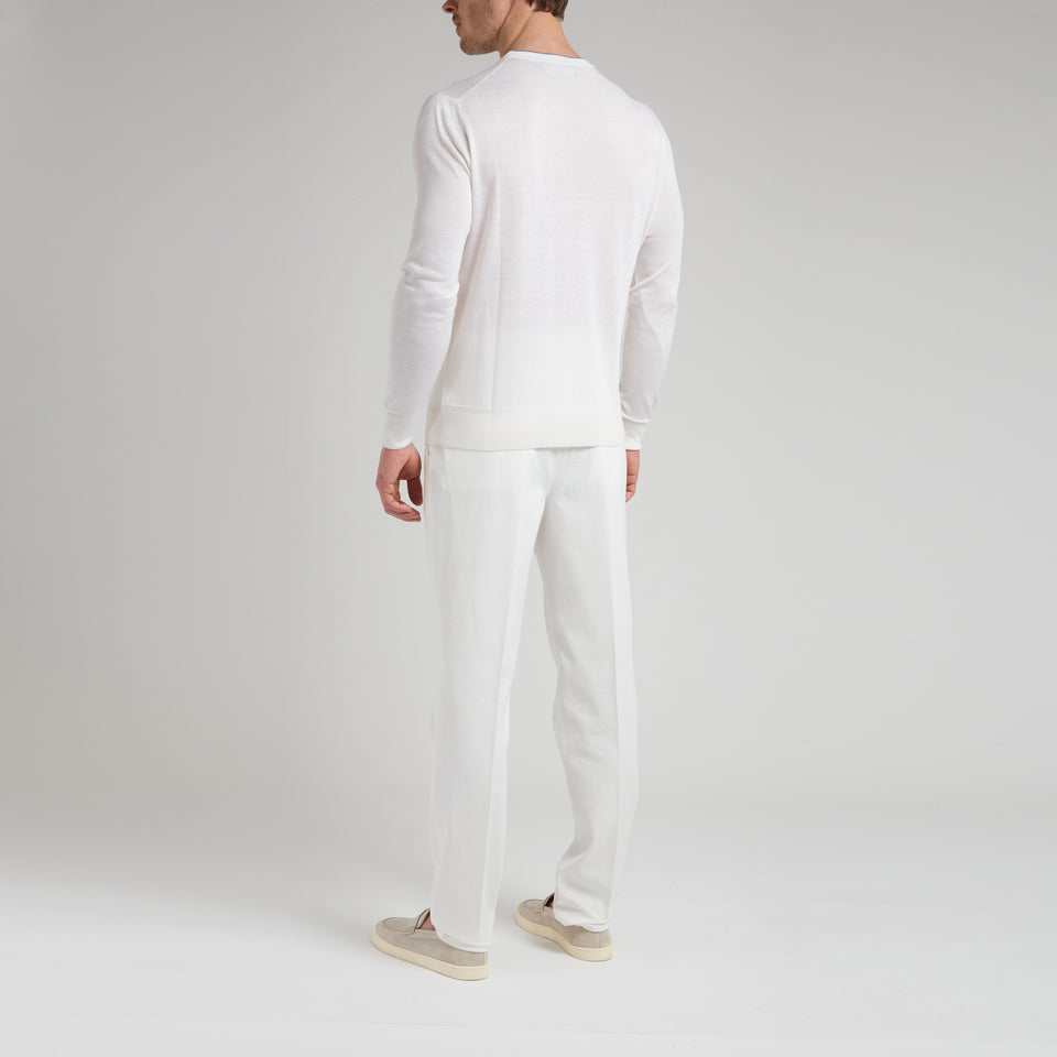 White wool and silk sweater