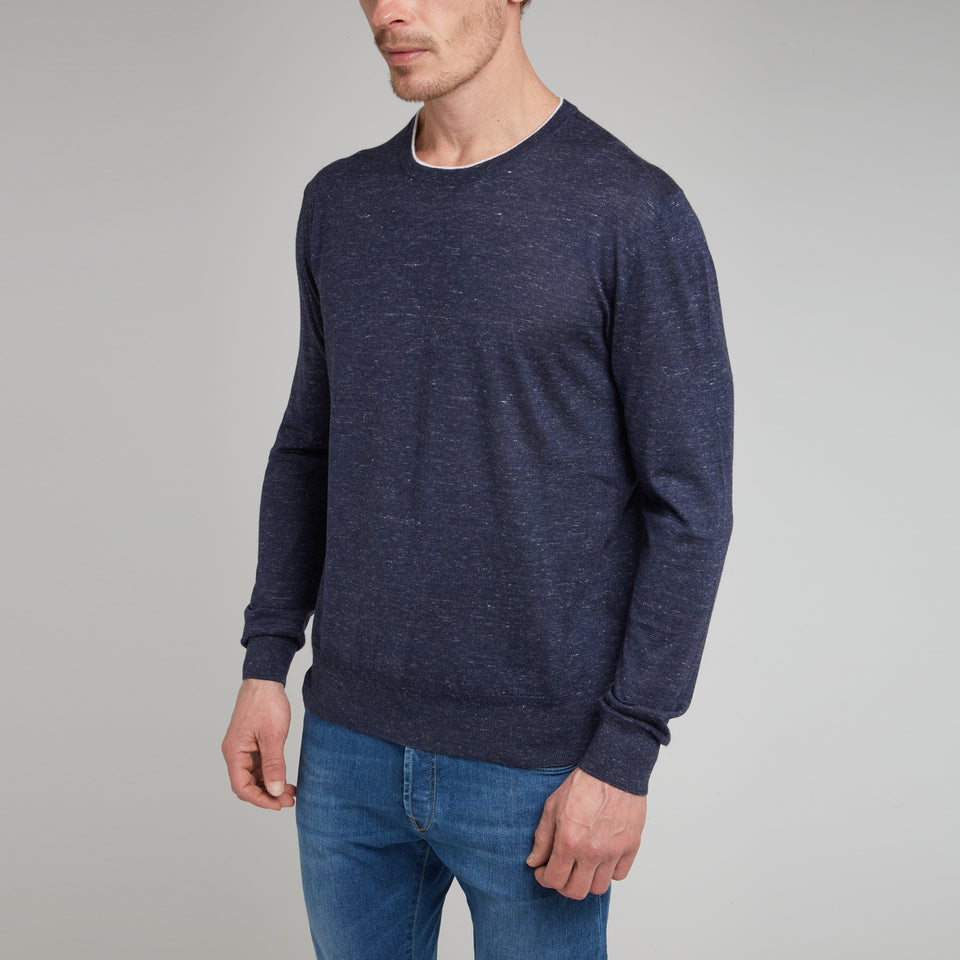 Blue wool and silk sweater