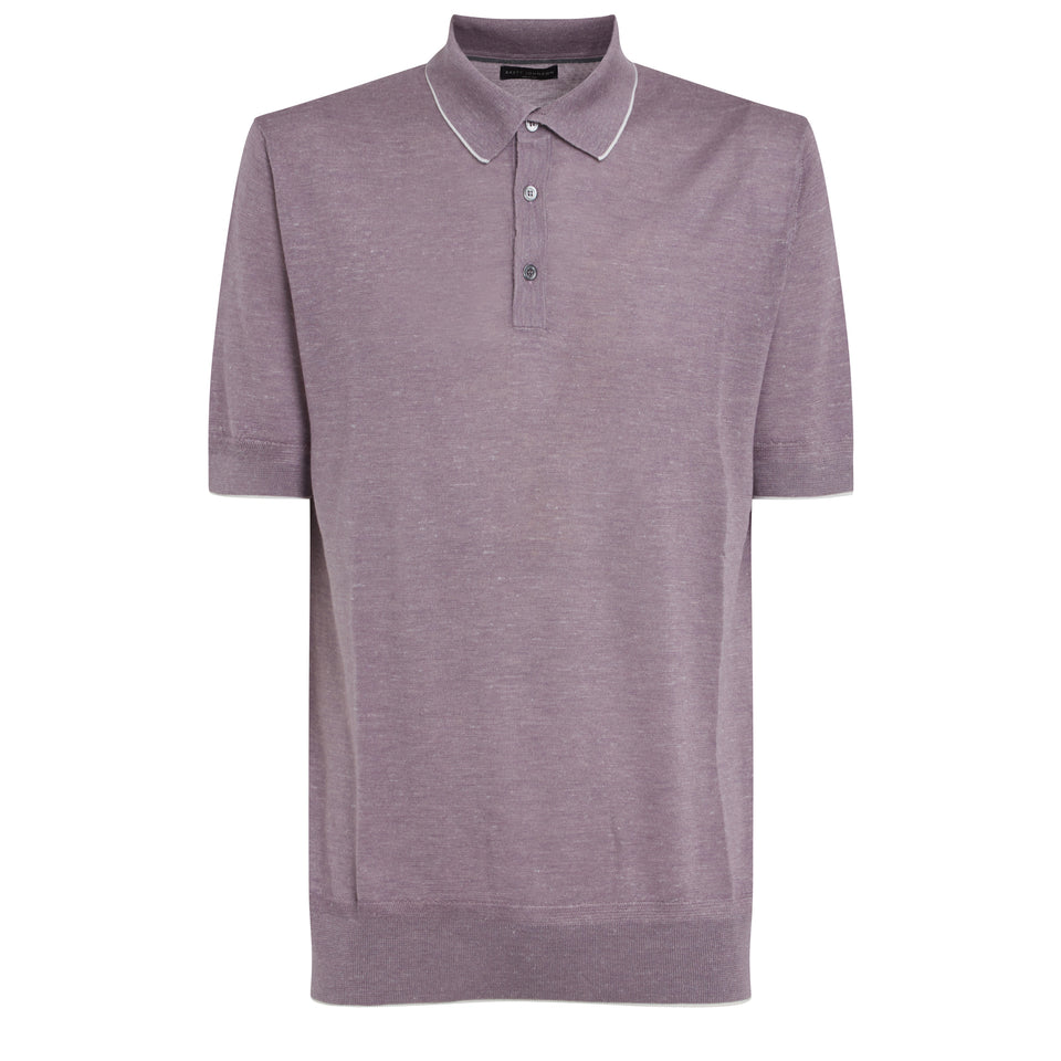 Purple wool and silk polo shirt