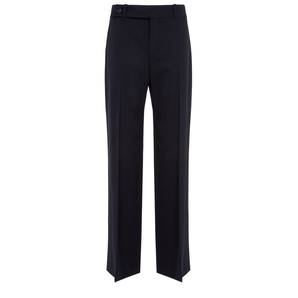 High-waisted trousers in blue wool