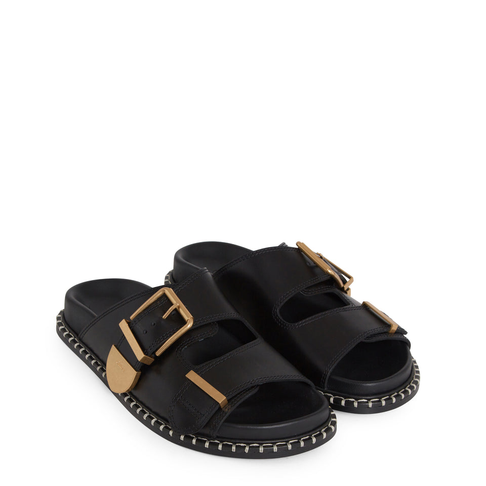 ''Rebecca'' black leather sandals