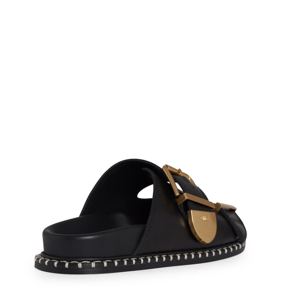 ''Rebecca'' black leather sandals
