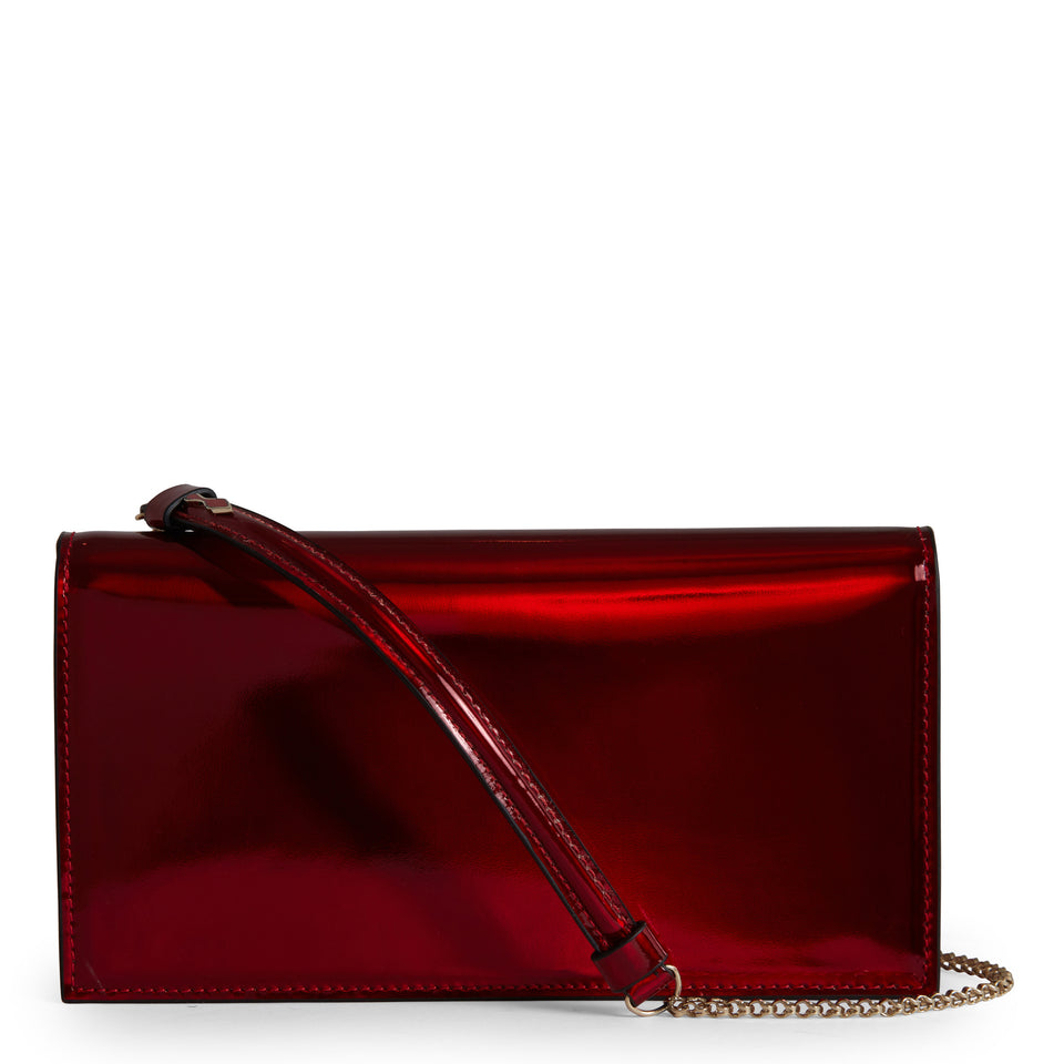 ''Loubi 54'' shoulder wallet in red patent leather