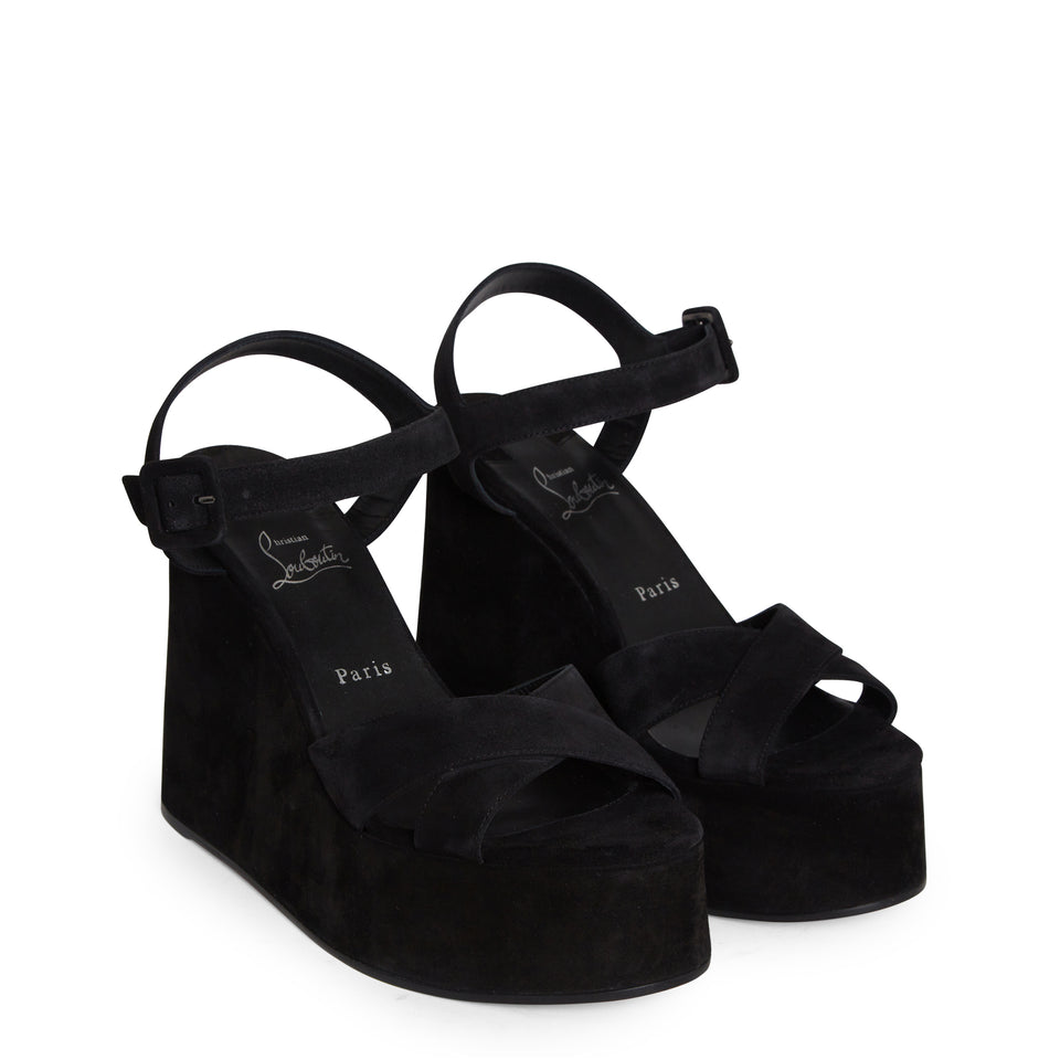 "Supramariz" black velvet sandals