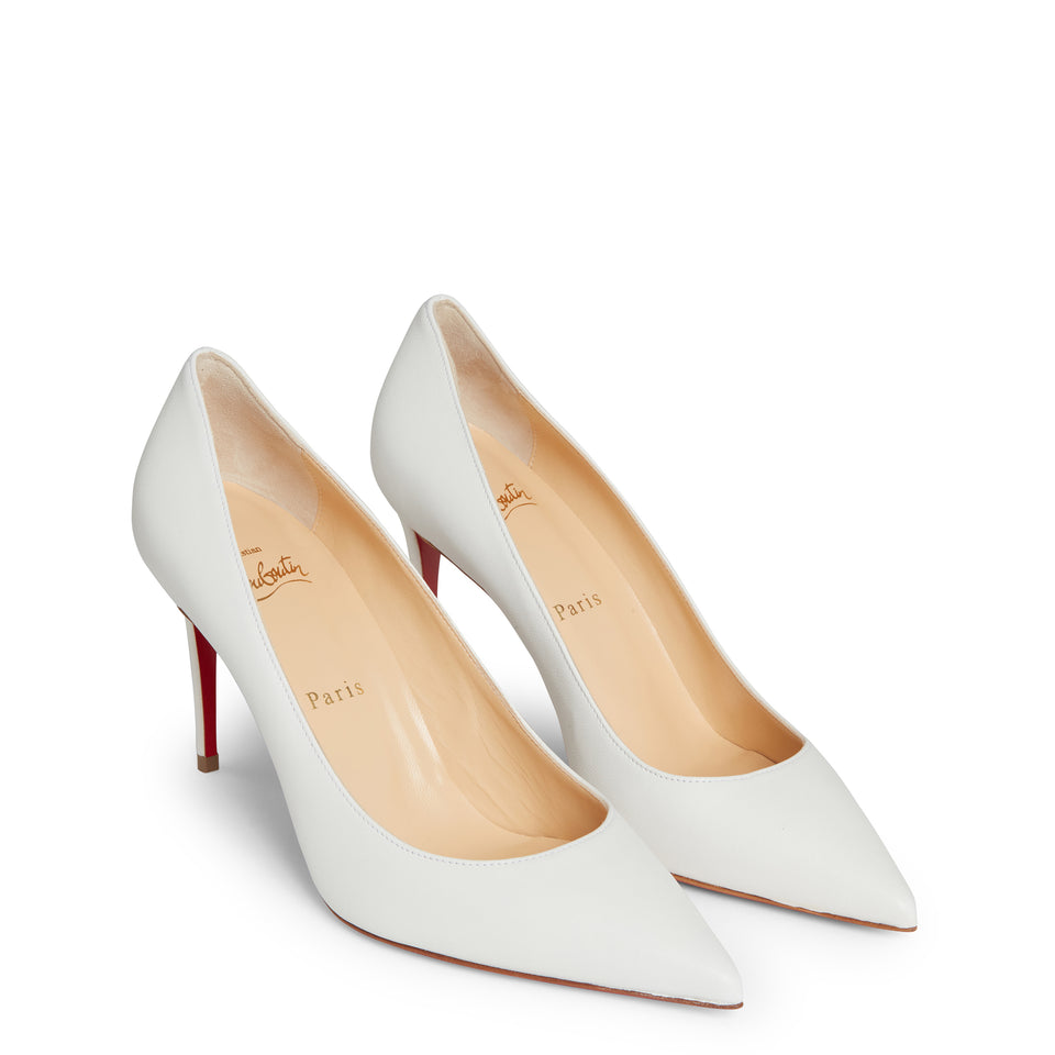"Kate 85" décolleté in white patent leather