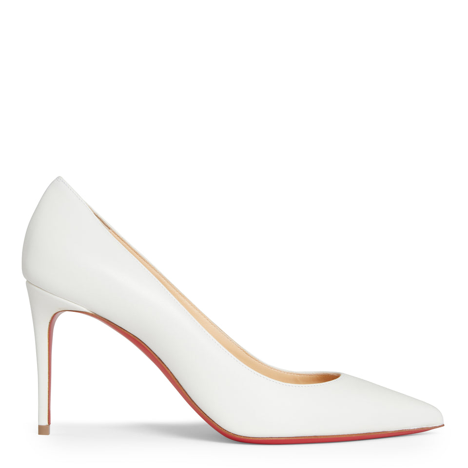 "Kate 85" décolleté in white patent leather