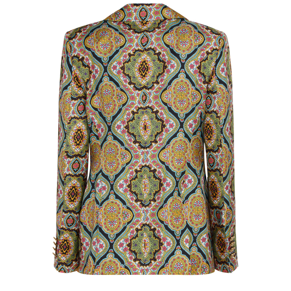 Single-breasted multicolor silk blazer