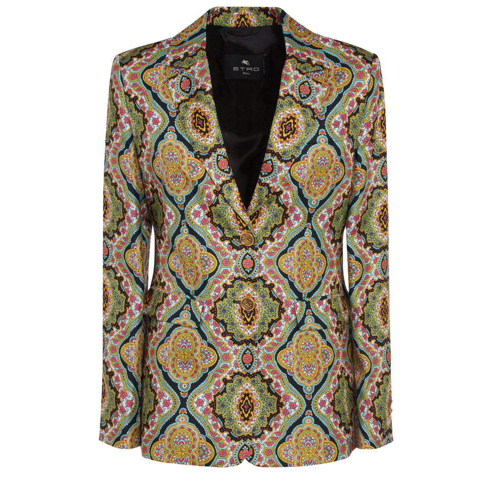 Single-breasted multicolor silk blazer