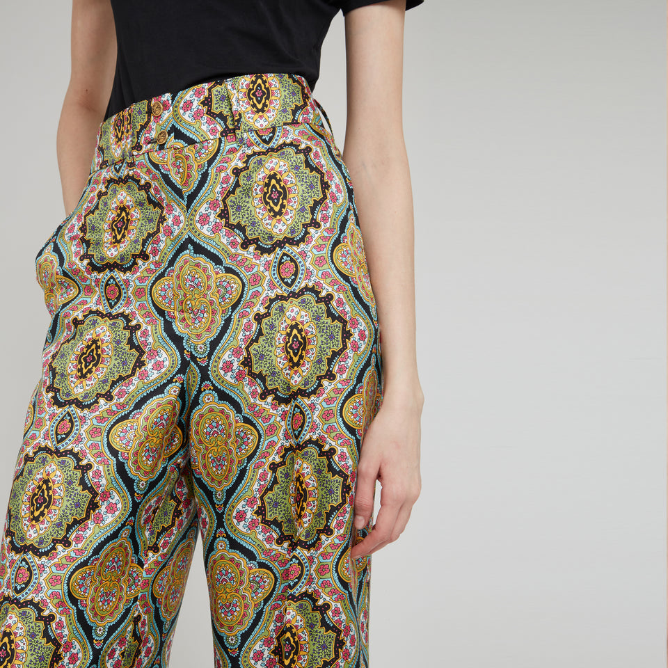 Multicolor silk trousers