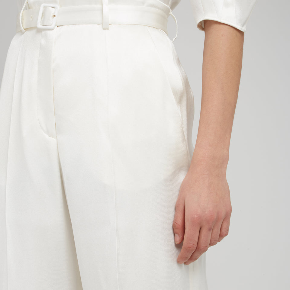 Pantalone "Mabon" in seta bianco