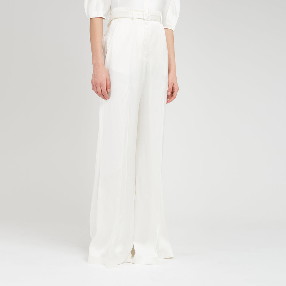 "Mabon" trousers in white silk