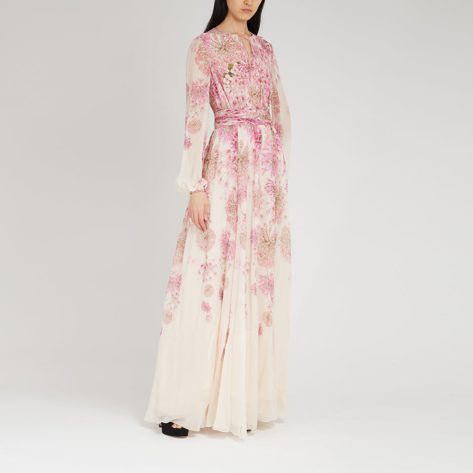 Long multicolor silk dress