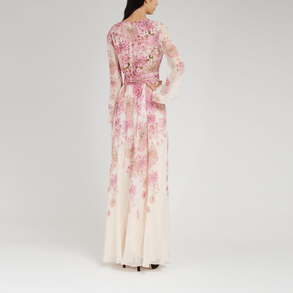 Long multicolor silk dress