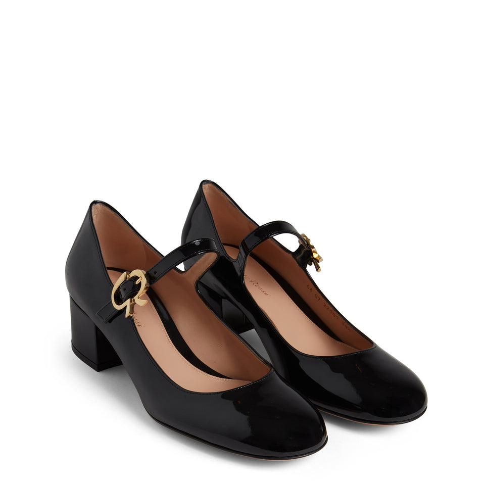 ''Mary Ribbon 45'' pump in black patent leather