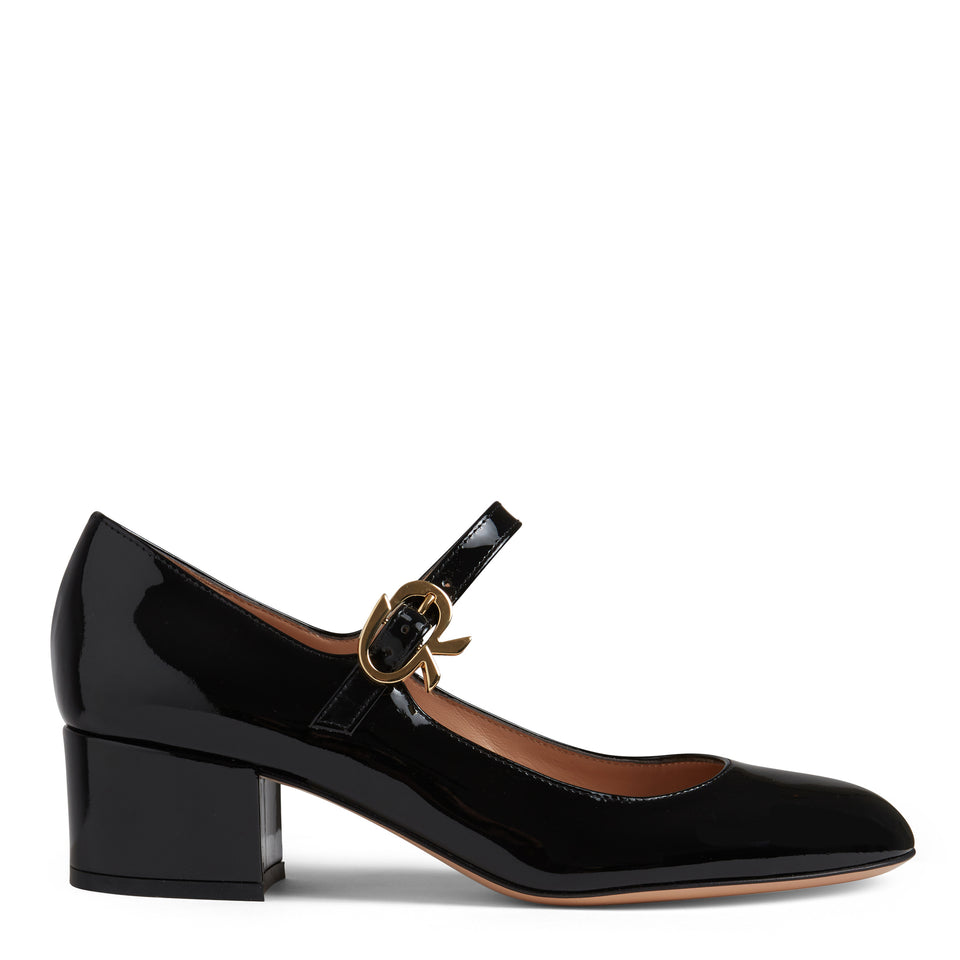 ''Mary Ribbon 45'' pump in black patent leather